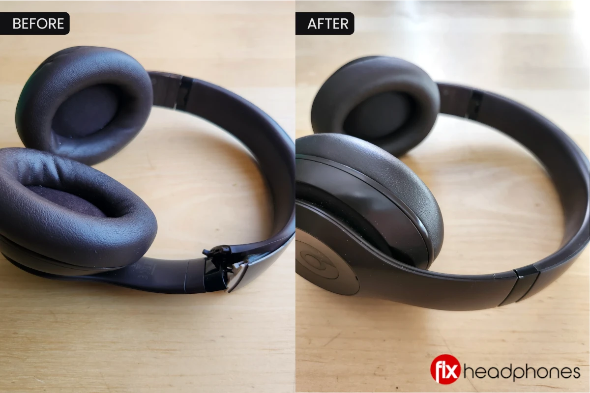 Beats Studio Pro snapped headband before and after repair from London workshop